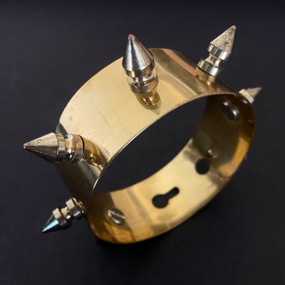 Gold Statement Spike Metal Cuff Bracelet - Picture 1 of 8